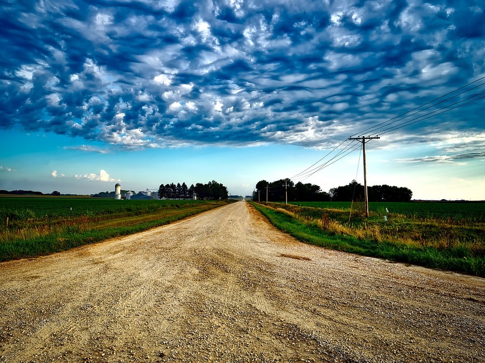 Iowa farm road